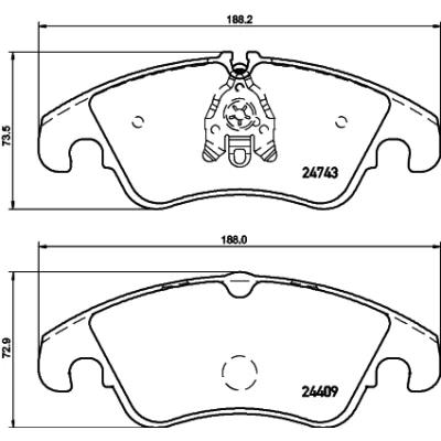 Afbeelding van HELLA PAGID 8DB 355 013 751 Remblokkenset T1748 Dikte: 19.4mm Remsysteem: Lucas Incl. slijtage waarschuwingscontact voor o.a. AUDI