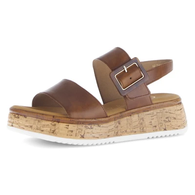 Afbeelding van Gabor Comfort Sandalen met plateauzool, Dames, Maat: 40.5, Camel Leer