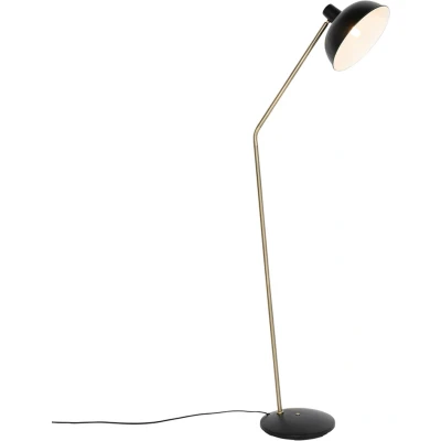 Afbeelding van QAZQA Retro vloerlamp zwart met brons Milou