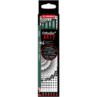 Afbeelding van Grafietpotlood STABILO Othello ARTY 6 stuks etui Hardheid gemixt, 1x 2B, B, HB, F, H, 2H