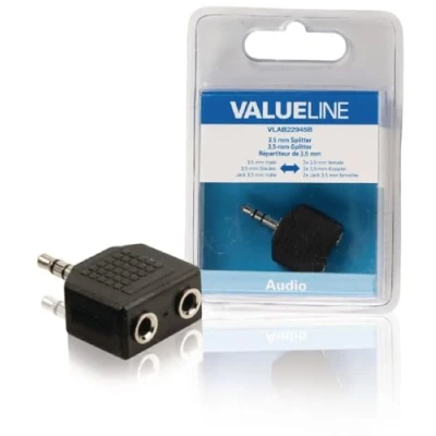 Afbeelding van Valueline Vlab22945B Audio Splitter 3,5 Mm Male 2X Female Zwart