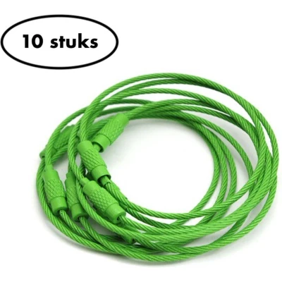 Afbeelding van Staaldraad sleutelring 15 cm Sleutelhanger Split ring centimeter 10 stuks Groen
