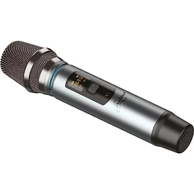Afbeelding van C.Perkins ROADY FL MIC Professionele draadloze UHF handmicrofoon op oplaadbare batterij met digitaal display 863 865MHz Grijs metaal
