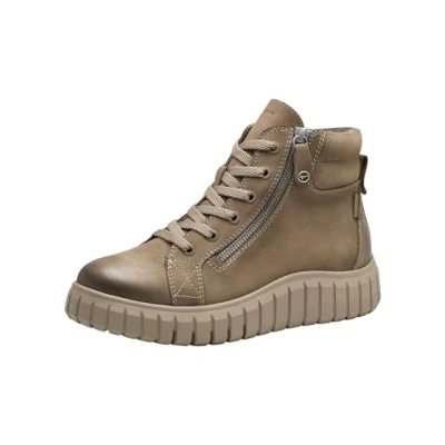 Afbeelding van Tamaris Comfort Enkellaarsjes met plateauzool, Dames, Maat: 41, Camel nubuc Leer