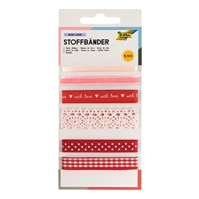 Afbeelding van Folia Stoffen Linten, 6 Geassorteerde Kleuren, Totale Lengte 5,5 M, Rosy Love Knutselmateriaal