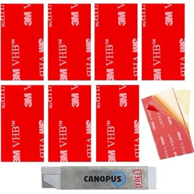 Afbeelding van CANOPUS 3M VHB 4910 Dubbelzijdige kleefpads, extra sterk, 8 stuks (25 mm x 50 mm), waterdicht, dubbelzijdig plakband, transparant, voor kentekenplaten, woondecoratie