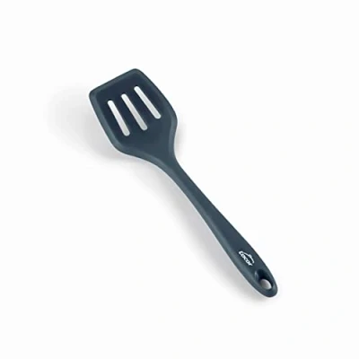 Afbeelding van Lacor 64468 grijze keukenspatel, geperforeerde spatel, siliconen, keukengerei, ergonomische handgreep, anti aanbaklaag, hoge temperatuurbestendig, vaatwasmachinebestendig, lengte 29 cm