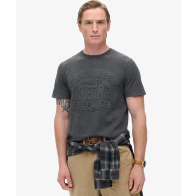 Afbeelding van Superdry Embossed LOGO Graphic Tshirt print, Heren, Maat: XL, Blackboard
