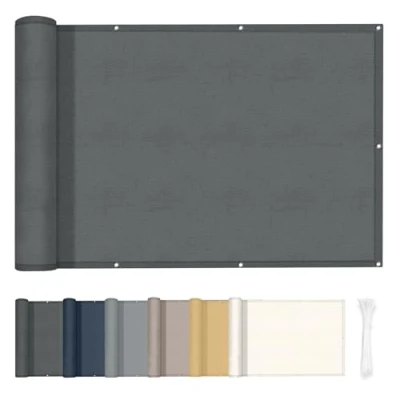 Afbeelding van HENG FENG Balkonscherm 75x600cm PES, balkon inkijkbescherming windscherm balkonbekleding, Antraciet