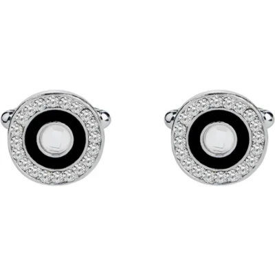Afbeelding van Plux Fashion diamanten Ronde manchetknopen Zilver 1,5cm Heren Sieraden Zilveren Fancy kunstmatige Stainless Steel Cadeau Luxe Style Duurzame Kwaliteit Vad