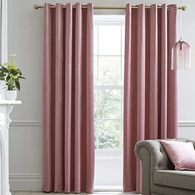 Afbeelding van Laurence Llewelyn Bowen Montrose Blush verduistering, 168 x 183 cm (b l) (168 cm), fluwelen woon en slaapkamer, roze thermische gordijnen, stof