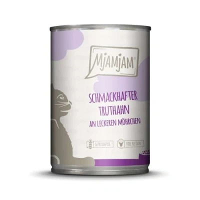 Afbeelding van MjAMjAM premium natvoer voor katten smakelijke kalkoen met heerlijke wortelen, pak van 6 (6 x 400 g), graanvrij extra vlees