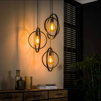 Afbeelding van Fraaai Hanglamp Twan 3L Getrapt Metaal