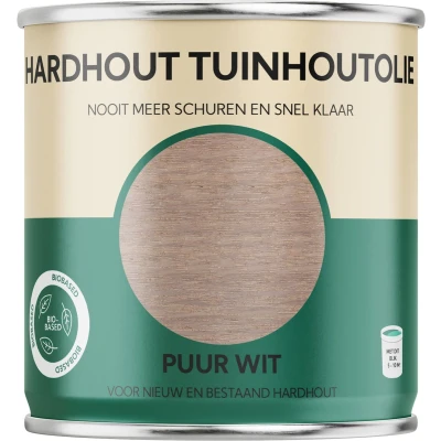 Afbeelding van hardhout Tuinhoutolie puur wit olie biobased 750 ml