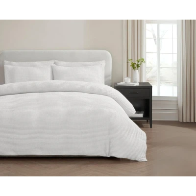 Afbeelding van Dekbedovertrek Set Waffle White Luxe &amp; Comfort voor een Rustige Nacht 2 Persoons 200x200/220