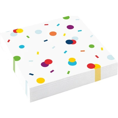 Afbeelding van Amscan Servetten Birthday Confetti 33 X Cm Papier Wit 20 Stuks