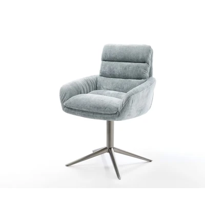 Afbeelding van DELIFE Draaistoel Abelia Flex met armleuning chenille pastelblauw kruispoot grafiet 360 draaibaar rocker functie