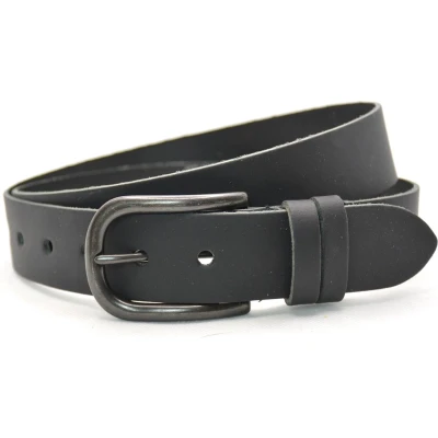 Afbeelding van 3,5cm echt lederen zwarte riem heren / dames zwart jeansriem Riemmaat 95 cm Totale lengte 110
