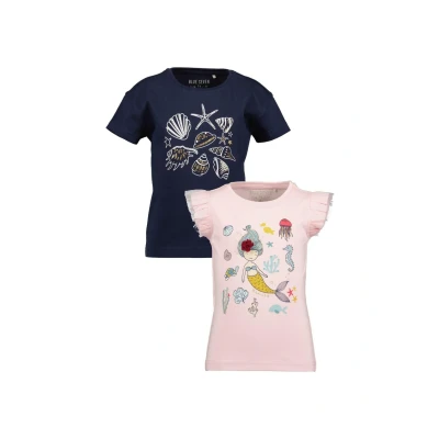 Afbeelding van Blue Seven 2ER SET Tshirt print voor kinderen, Maat: 122, M rose ultramarin