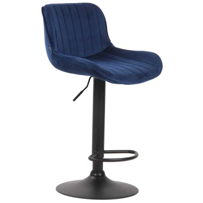 Afbeelding van Barkruk Mandal Velvet Zwart Frame Blauw