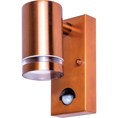 Afbeelding van Integral buiten wandlamp staal koper met sensor IP54 voor 1x GU10 LED lamp (niet inbegrepen)