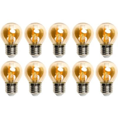 Afbeelding van Kogellamp E27 10 stuks 6W=50W warmwit 2200K amber glas