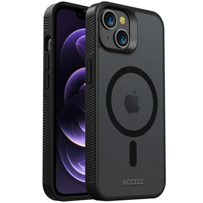 Afbeelding van Apple iPhone 14 MagSafe Hoesje Kunststof Accezz Hardcase/Backcover Zwart Telefoonhoesje Shockproof/Valbescherming