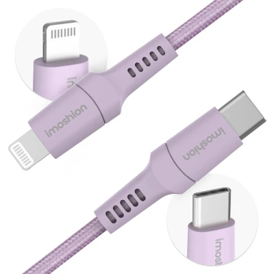 Afbeelding van Non MFI Braided USB C to Lightning cable 1 Meter van iMoshion / Lila
