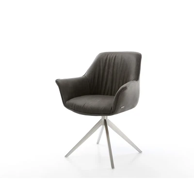 Afbeelding van Draaistoel Keila Flex met armleuning kruisframe breed roestvrij staal antraciet vintage 360