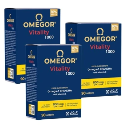 Afbeelding van Vitality 1000 Nieuw met 90% Omega 3 TG! 5* IFOS gecertificeerd vanaf 2006 EPA 535 mg en DHA 268 per parelstructuur min.