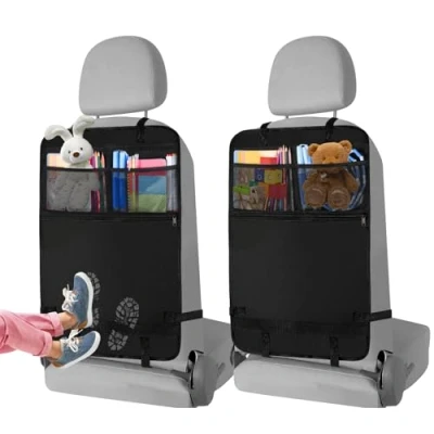 Afbeelding van AiQInu Rugleuningbescherming voor de auto, kinderen, Oxford doek, waterdicht en gemakkelijk te reinigen, bescherming met mesh vakken iPad, tablet, auto organizer kinderen (2 stuks)