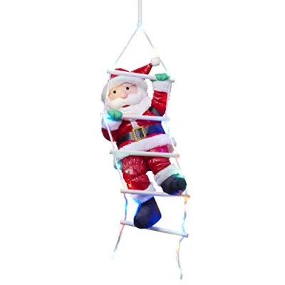 Afbeelding van Bonetti kerstman op gebreide ladder, de ladder is verlicht met 30 kleurrijke leds, klimende voor binnen en buiten (traditioneel)
