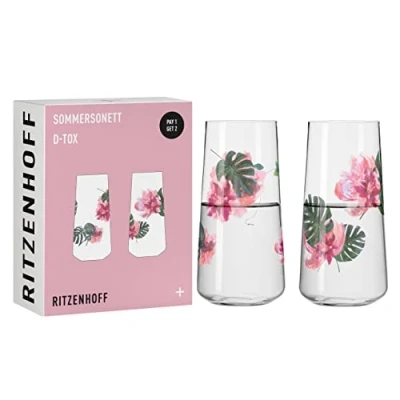 Afbeelding van Ritzenhoff 6151001 Universele glasset, serie zomersonet, 2 stuks met bloemenmotief, Made in Germany