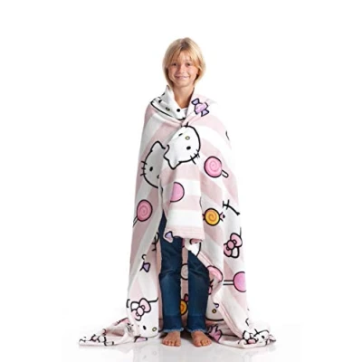 Afbeelding van Kanguru Plaid Hello Kitty Zachte fleece Knuffeldeken, roze, afmetingen 130 x 170 cm, Meerkleurig