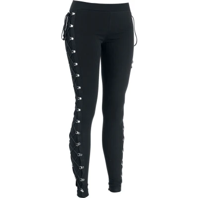 Afbeelding van Gothicana Zwarte legging met vetersluiting Vrouwen XXL