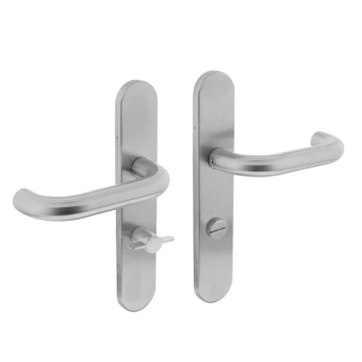 Afbeelding van Intersteel Deurkruk Rond op langschild toilet /badkamersluiting 63 mm rvs geborsteld