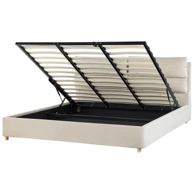 Afbeelding van Beliani Tweepersoonsbed BATILLY Beige fluweel
