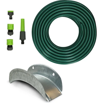 Afbeelding van Complete set tuinslang 30 meter inclusief 4 opzetstukken en houder Tuinslangen