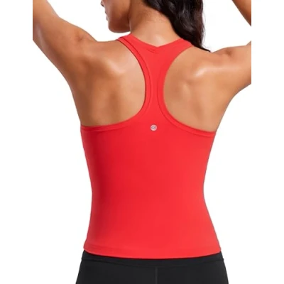 Afbeelding van CRZ Yoga Butterluxe Racerback Workout Tank Tops voor Vrouwen Mouwloze Gym Atletische Shirts Camisole Diep rood S