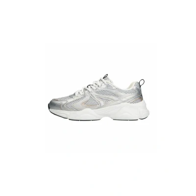 Afbeelding van Sacha Dames Zilveren metallic sneakers met gouden details Maat 37