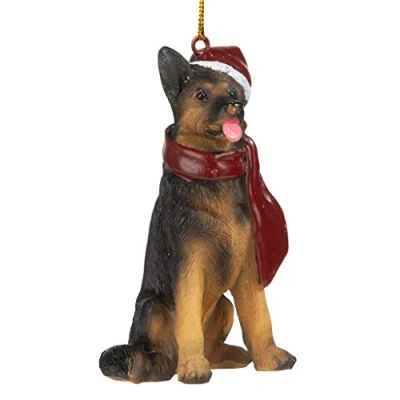 Afbeelding van Design Toscano JH576320 Duitse herder vakantie hond kerstboom ornament kerstversiering, 8 cm, polyhars, volledige kleur
