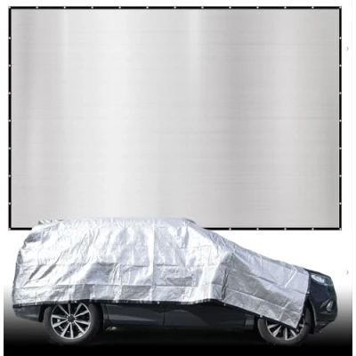 Afbeelding van 6x7 m Reflecterende Zonnezeil Aluminium Net Zonnescherm voor Auto Hond Camping