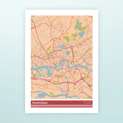 Afbeelding van Poster Plattegrond Rotterdam Kleur (A4 Formaat) van Nutcrackers