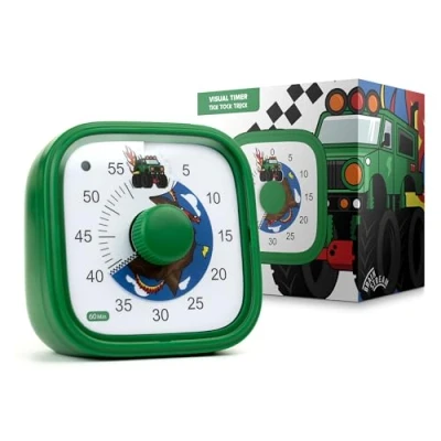 Afbeelding van Visuele timer voor kinderen, tijdmanagement tool, aftellen van 60 minuten, bevordert concentratie en productiviteit, school, spelen, leren, tandenpoetsen, kleurrijk grappig design, groen