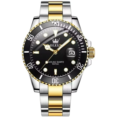 Afbeelding van Olevs Luxe Herenhorloge Polshorloge Heren Cadeau Horloge Geschenkdoos Mannen Zilver Goud Zwart RVS