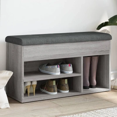 Afbeelding van Schoenenbank 82x32x45,5 cm bewerkt hout grijs sonoma