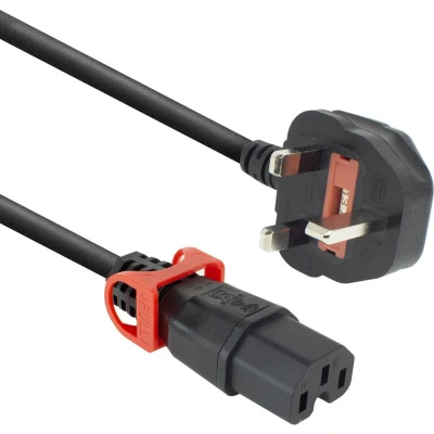 Afbeelding van ACT PL0082 Netsnoer UK male C15 IEC Lock+ Zwart 2 meter PC3884