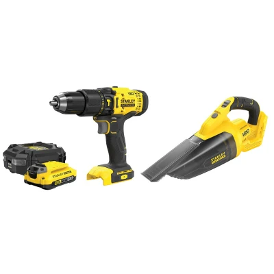 Afbeelding van Stanley FATMAX SFMCK219D1 V20 18V klopboormachine &amp; Hand Vac 1x2Ah QW