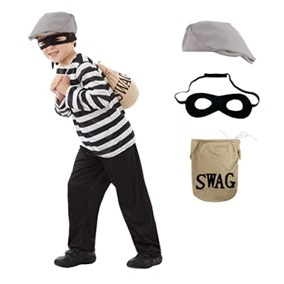 Afbeelding van Fun Shack kinderen inbreker kostuum kinderen, jongens kostuum, rover fancy dress dief rovers klein
