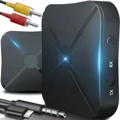 Afbeelding van Retoo Audio Bluetooth 2w1 Zender Adapter Dongle met Aux 3.5mm en RCA Kabel, Ontvanger, Draadloos Draagbaar voor Auto TV Stereo HiFi Luidsprekers Koptelefoon, Low Latency